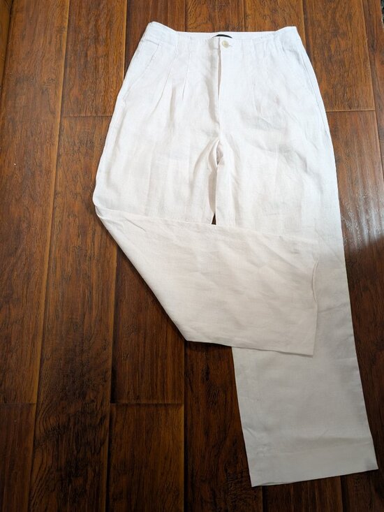 Banana Republic White 100% Linen Pants | Size 10 - Picture 3 of 9